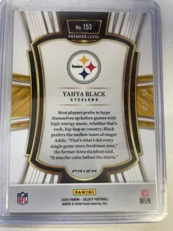 2025 Panini Select Yahya Black Rookie Gold Disco /10 #153 - Image 2