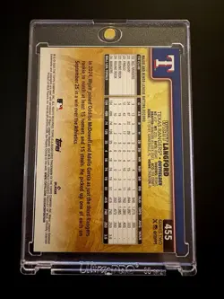 2025 Topps Series 2 455 Wyatt Langford Golden Mirror Image Variation SSP Rangers - Image 2