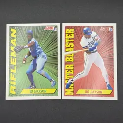 SCORE 1991 Score Bo Jackson 2-Card Lot Rifleman #412 & Master Blaster #692 - Image 1