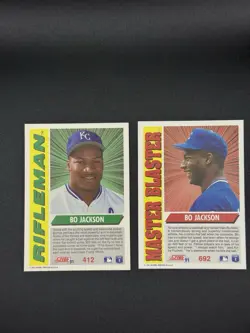SCORE 1991 Score Bo Jackson 2-Card Lot Rifleman #412 & Master Blaster #692 - Image 2