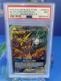 Pokemon TCG PSA 9 Moltres & Zapdos & Articuno GX SM210 - Black Star Promo - Image 1