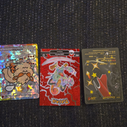 Pokemon Non TCG Lot 3 Cards Charizard V Arcanine ex Meowth Holo/Regular Fan Art - Image 1
