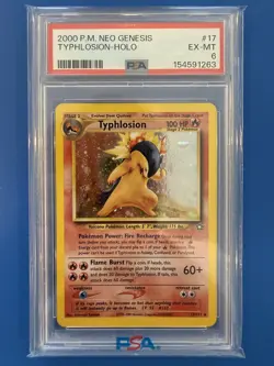 Pokemon TCG Typhlosion Neo Genesis 2000 Swirl Holo Card 17/111 PSA 6 Rare - Image 1