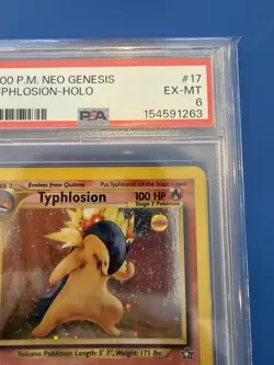 Pokemon TCG Typhlosion Neo Genesis 2000 Swirl Holo Card 17/111 PSA 6 Rare - Image 5