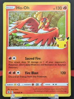 Pokemon Ho-Oh #001/025 English 25th Anniversary Celebrations Holo Rare - Image 1
