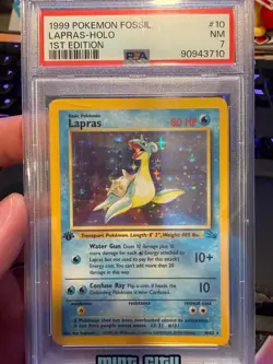 Pokemon 1999 Fossil Lapras 1st Edition Holo Rare 10/62 PSA 7 - Image 1