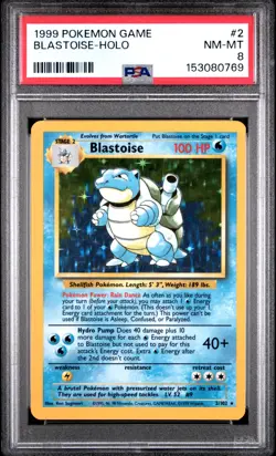 1999 POKEMON GAME #2 BLASTOISE-HOLO PSA 8 - Image 1