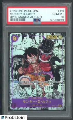 2024 One Piece Monkey D Luffy OP09 Japanese Manga Alternate Art PSA 10 GEM MINT - Image 1