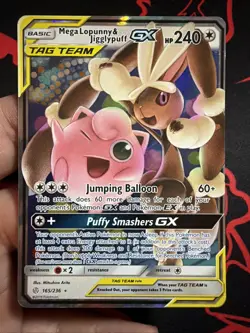 Mega Lopunny & Jigglypuff GX 165/236 Tag Team Pokemon TCG Card Near Mint - Image 1