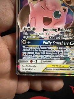 Mega Lopunny & Jigglypuff GX 165/236 Tag Team Pokemon TCG Card Near Mint - Image 5
