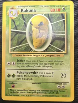 Kakuna 33/102 Uncommon Base Set Unlimited Pokemon LP - Image 1