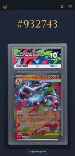 Mega Charizard X EX Phantasmal Flames Holo 013/094 Ace 10 PERFECT SUBGRADES GM - Image 3