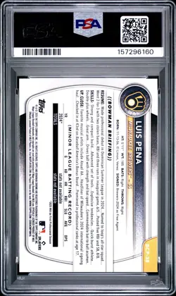 2025 Bowman - Chrome Prospects Luis Pena #BCP38 Mini-Diamond Ref (RC) PSA 10 - Image 2