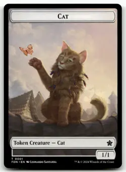 Cat (0001) // Cat (0002) Doubled-Sided Token T Foundations 1 // 2 MTG NM - Image 1