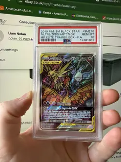 Pokemon TCG Hidden Fates Moltres, Zapdos, Articuno GX SM210 PSA 10 - Image 1
