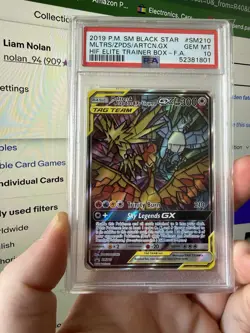 Pokemon TCG Hidden Fates Moltres, Zapdos, Articuno GX SM210 PSA 10 - Image 3
