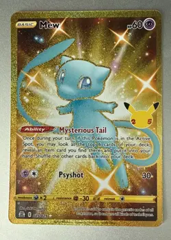 Pokemon TCG Mew (Secret) Celebrations 025/025 Holo Gold Secret Rare - Image 1