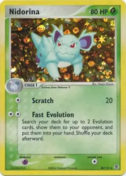 Moderately Played, English Pokemon Reverse Holo Nidorina - 40/112 - Uncommon - R - Image 1