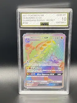 2017 Pokemon Kommo-o GX Full Art Guardians Rising Secret 159/145 AGS Gem Mint 10 - Image 1