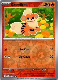 Growlithe 027/182 Common Destined Rivals Pokemon Reverse Holo Near Mint - Image 1