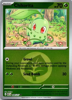 Chikorita (Energy Symbol) 008/217 Ascended Heroes Pokemon Reverse Holo NM - Image 1