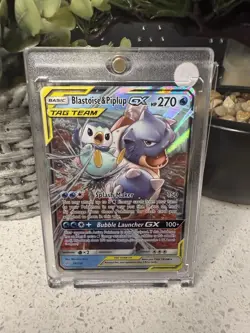Pokemon TCG Blastoise & Piplup GX 38/236 SM-Cosmic Eclipse Ultra Rare Holo EN - Image 1