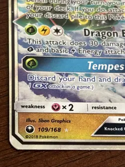 Rayquaza GX 109/168 SM: Celestial Storm Ultra Rare Full Art Holo Pokemon TCG - Image 4