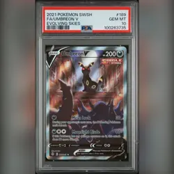 PSA 10 Umbreon V 189/203 Full Art 2021 Evolving Skies SWSH Pokemon Card - Image 1