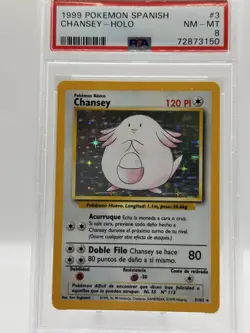 Chansey Holo 1999 Pokemon Unlimited #3 WOTC PSA 8 Spanish - Image 1