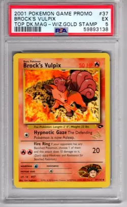 Pokemon Game Promo Wizard Gold Stamp #37 Brocks Vulpix PSA 5 - Image 1