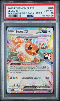 2025 POKEMON PLAY! POKEMON PRIZE PACK: SERIES 7 #075 EEVEE EX PSA 10 - Image 1