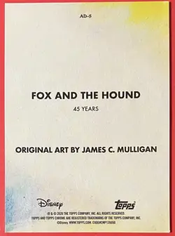 2026 TOPPS CHROME DISNEY FOX AND THE HOUND #AD-5 ART OF DISNEY ORIGINAL ART SSP - Image 2