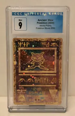 RARE BLUE LABEL Pokemon Ancient Mew CGC 9 MINT Movie Promo Card Slab SWIRL Sale - Image 1
