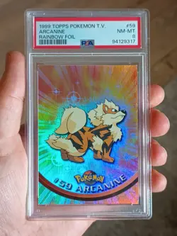 PSA 8 Arcanine Rainbow Foil Topps Pokemon Card - Image 1