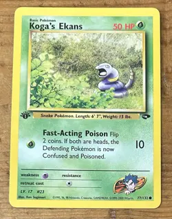 Pokemon TCG Koga’s Ekans #77/132 Non Holo 1st Edition Vintage 1999-2000 - Image 1