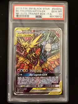 2019 POKEMON SM BLACK STAR PROMO FULL ART/MOLTRES & ZAPDOS & ARTICUNO GX PSA 10 - Image 1