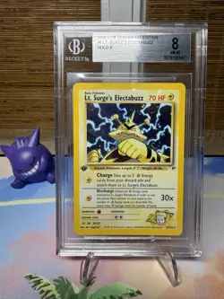 1st Edition LT. SURGE'S ELECTABUZZ 6/132 Gym Heroes Pokemon Vintage BGS 8 SWIRL - Image 1
