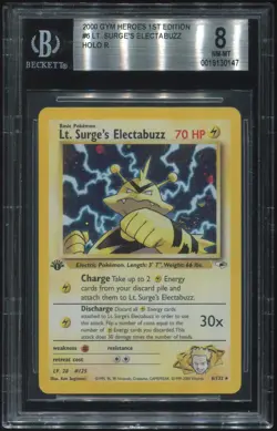 1st Edition LT. SURGE'S ELECTABUZZ 6/132 Gym Heroes Pokemon Vintage BGS 8 SWIRL - Image 2