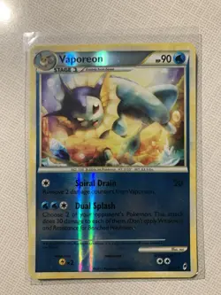 Vaporeon 52/95 Uncommon Call of Legends Pokemon Reverse Holo Moderately Played - Image 1