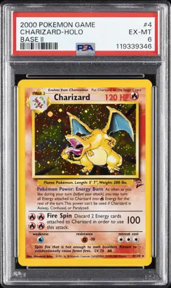 2000 POKEMON BASE SET 2 #4 CHARIZARD-HOLO PSA 6 - Image 1