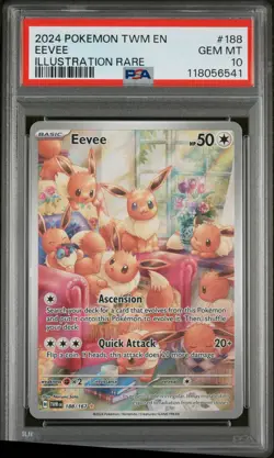 2024 Pokemon TWM EN-Twilight Masquerade Eevee #188 Illustration Rare PSA 10 - Image 1