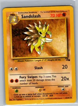 Sandslash 41/62 Non Holo Fossil - Pokemon Card - LP - Image 1