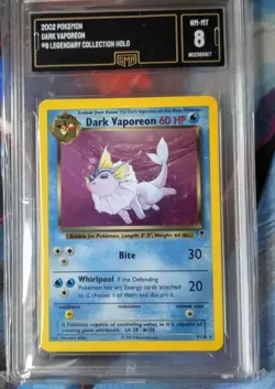 Dark Vaporeon Legendary Holo Pokemon Card Base WOTC PSA BGS GMA 8 NM - Mint - Image 2