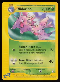 E-Reader Nidorino 055/147 Aquapolis Pokemon TCG Card - Image 1