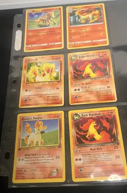 Pokemon Ponyta & Rapidash Lot 1st Ed Blaine’s Ponyta Dark Rapidash WOTC NM/LP - Image 1