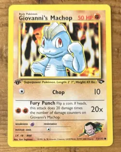 Pokemon TCG Giovanni’s Machop #72/132 Gym Challenge Non Holo 1st Edition Vintage - Image 1