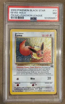 2000 Pokemon Black Star Eevee-Holo Promo-Pokemon League PSA 7 NM - Image 1