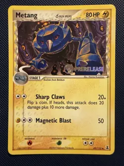 2005 Metang 49/113 EX Delta Species Pokemon Prerelease Stamped - Image 1