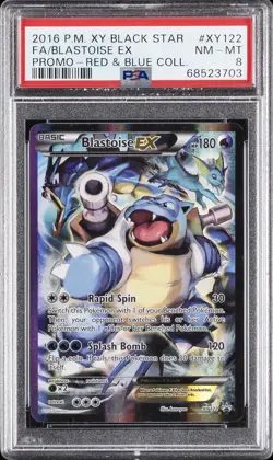2016 POKEMON XY BLACK STAR PROMO #XY122 FULL ART/BLASTOISE EX PSA 8 - Image 1