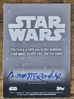 Topps Star Wars HERA SYNDULLA Silver Foil Sketch Card by Michael Mastermaker - Image 2